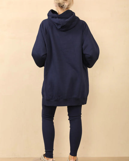 Oversized Split Sides Hoodie & Legging Co-Ord Navy
