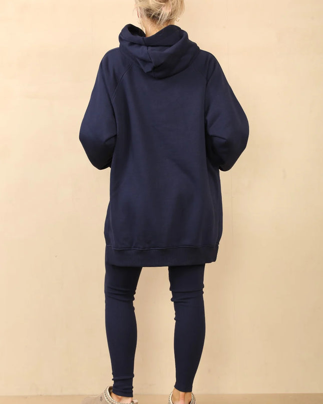 Oversized Split Sides Hoodie & Legging Co-Ord Navy
