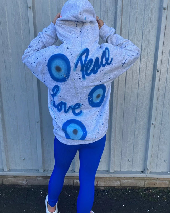 Peace Love Evil Eye Spray Painted Hoodie & Leggings Kids