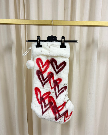 Red Heart Spray Painted Stocking
