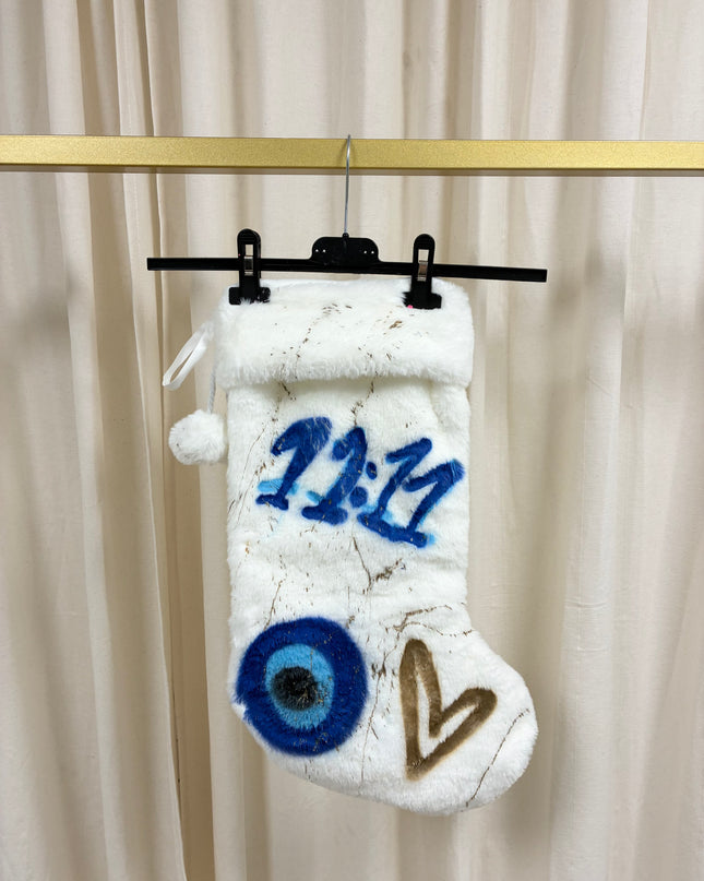 Evil Eye 11:11 Spray Painted Stocking