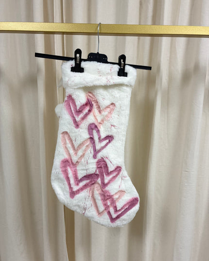 Pink Heart Spray Painted Stocking
