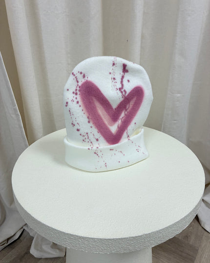 Pink Heart Spray Painted Hat