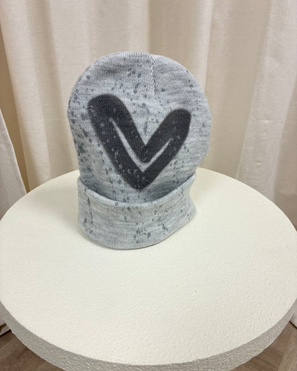 Grey Heart Spray Painted Grey Hat