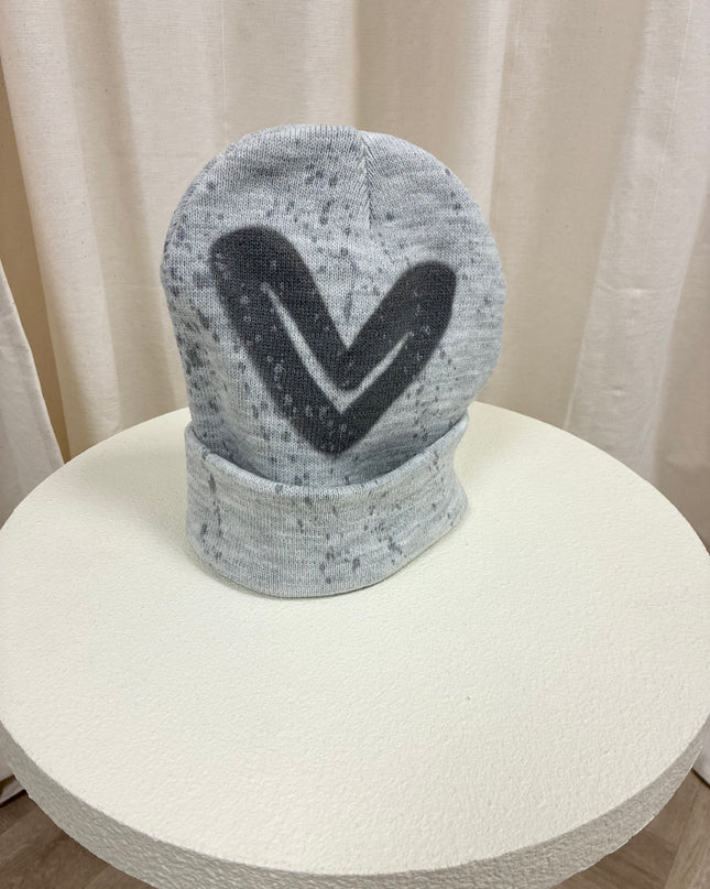 Grey Heart Spray Painted Grey Hat