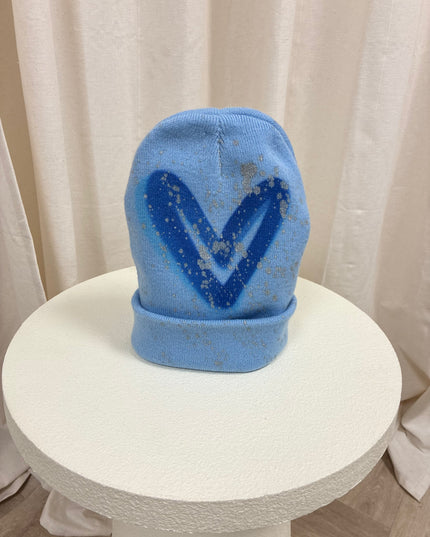 Blue Heart Spray Painted Blue Hat