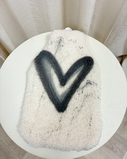Grey Heart Spray Painted Hot Water Bottle