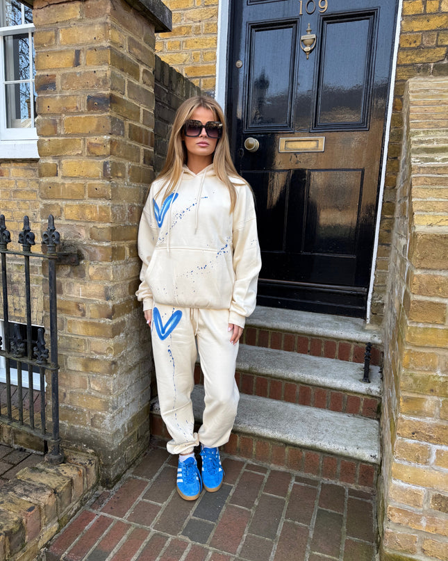 Blue Hearts Spray Painted Hooded Tracksuit Kids