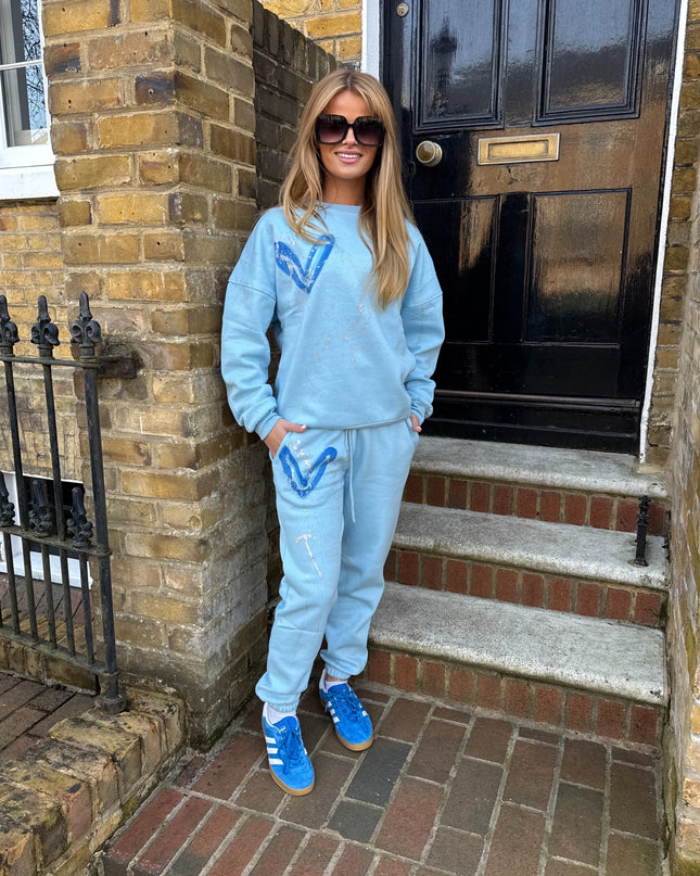Blue Hearts Spray Painted Sweatshirt Tracksuit Adult