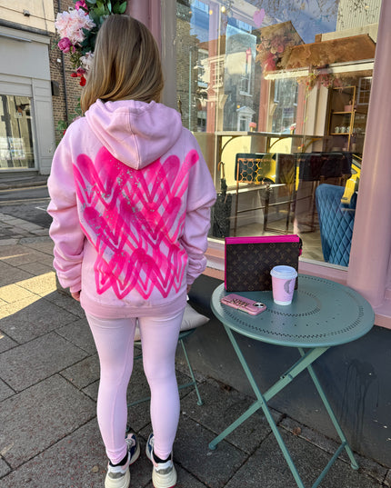 Hot Pink Hearts Pink Ruched Hoodie Legging Set Adults