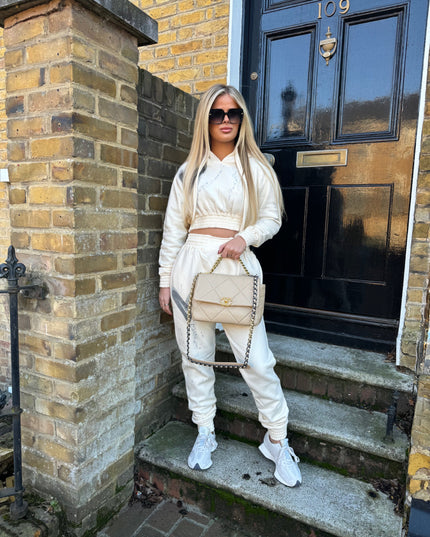 Grey Hearts Spray Painted Cropped Tracksuit Adult