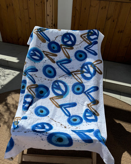 Gold Heart Evil Eye/Peace Spray Painted Towel