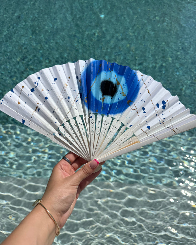 Evil Eye Spray Painted Paper Fan
