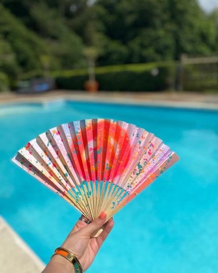 Colourful Neon Peace Spray Painted Paper Fan