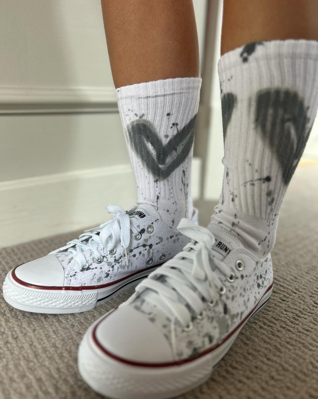 Heart Spray Painted Socks