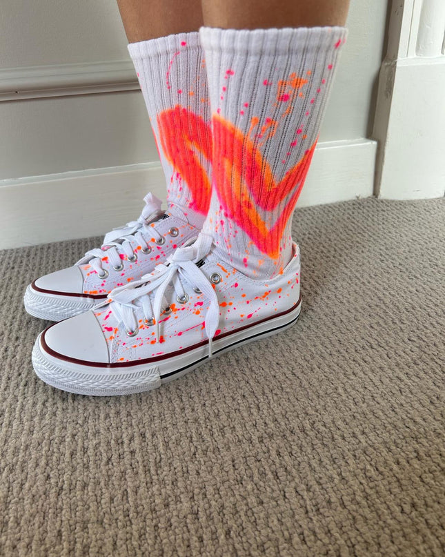 Heart Spray Painted Socks