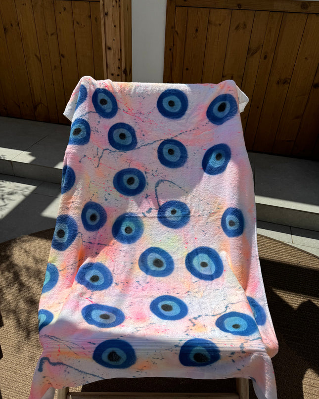Evil Eye Spray Painted Towel