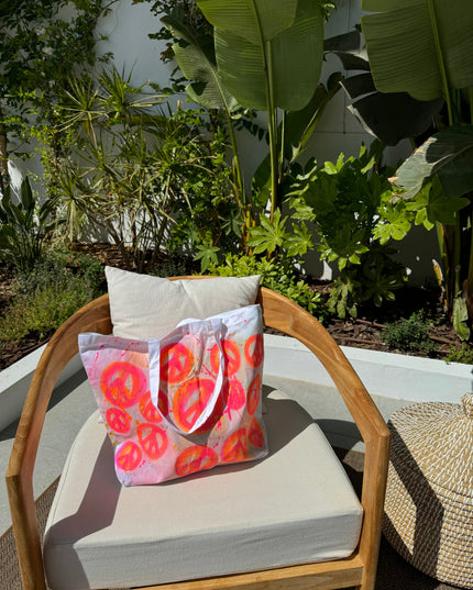 Neon Peace Spray Painted Lightweight Tote Bag