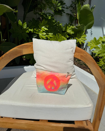 Neon Spray Peace Spray Painted Toiletry Bag