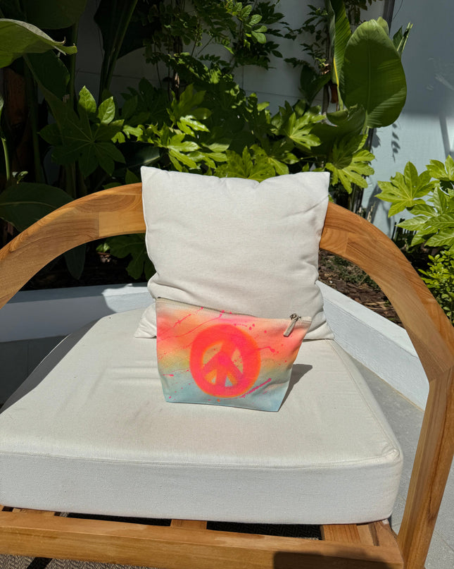 Neon Spray Peace Spray Painted Toiletry Bag