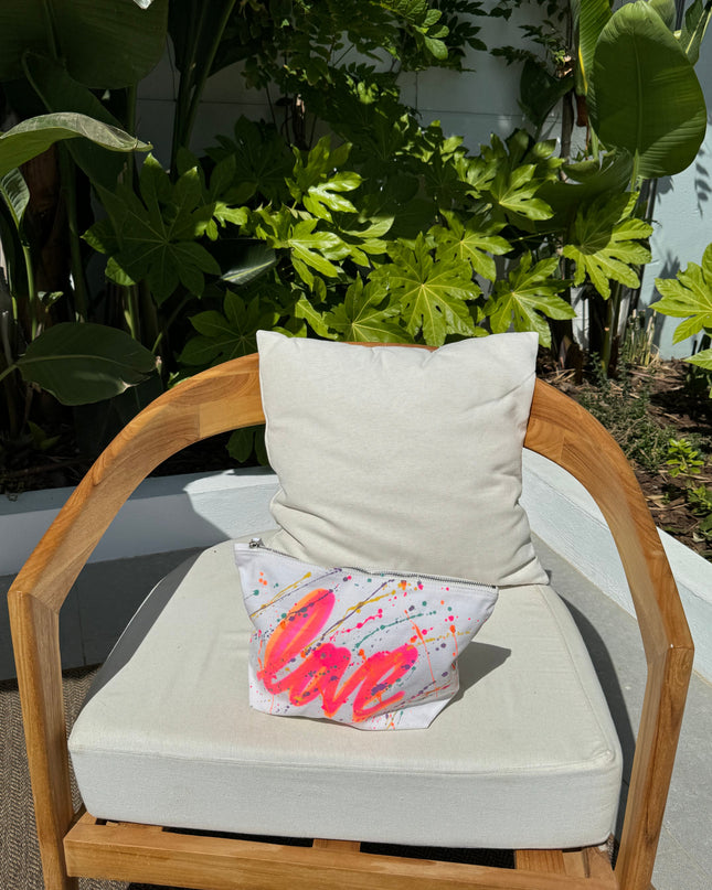Love White Spray Painted Toiletry Bag