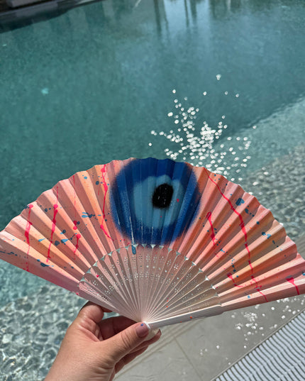 Neon Spray/Evil Eye Spray Painted Paper Fan
