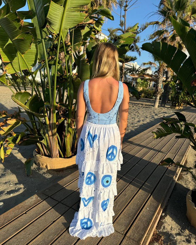 Evil Eye Hi-Low Spray Painted Beach Skirt