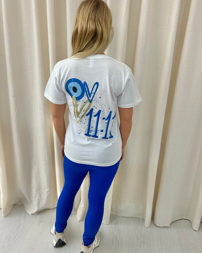 Gold Heart Evil Eye 11:11 Printed T-shirt Adult
