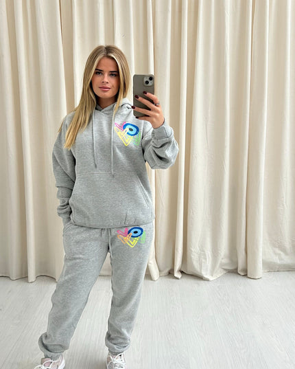 Neon Heart Evil Eye Printed Hooded Tracksuit Adult