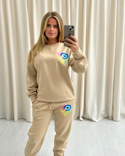 Neon Heart Evil Eye Printed Sweatshirt Tracksuit Adult