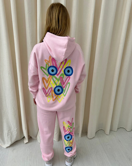 Neon Heart Evil Eye Printed Hooded Tracksuit Adult