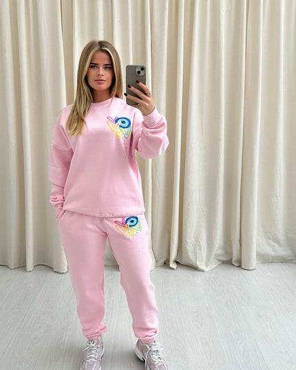 Neon Heart Evil Eye Printed Sweatshirt Tracksuit Adult