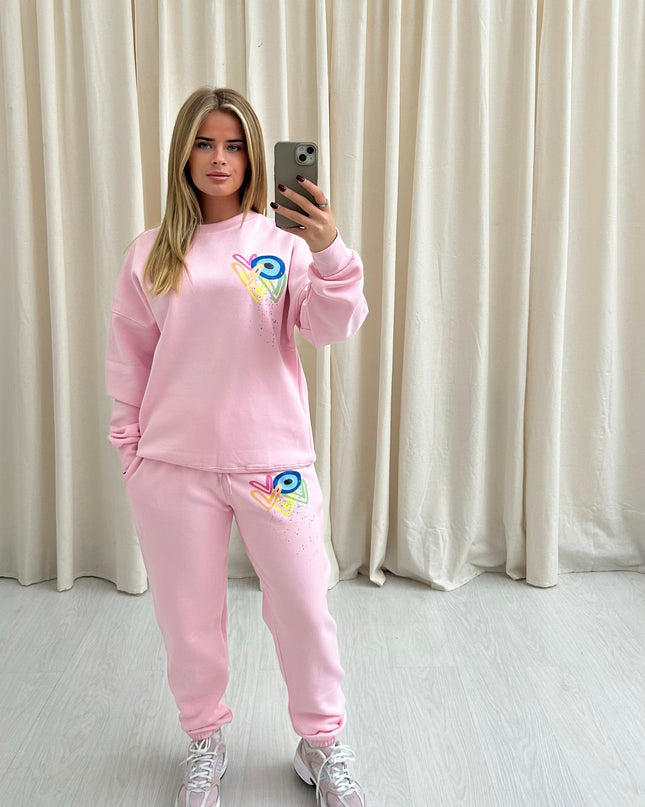Neon Heart Evil Eye Printed Sweatshirt Tracksuit Kids