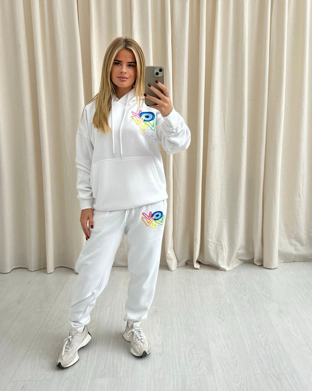 Neon Heart Evil Eye Printed Hooded Tracksuit Adult