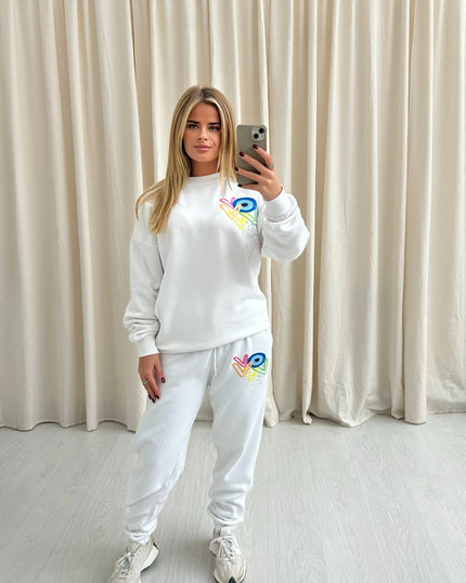 Neon Heart Evil Eye Printed Sweatshirt Tracksuit Adult