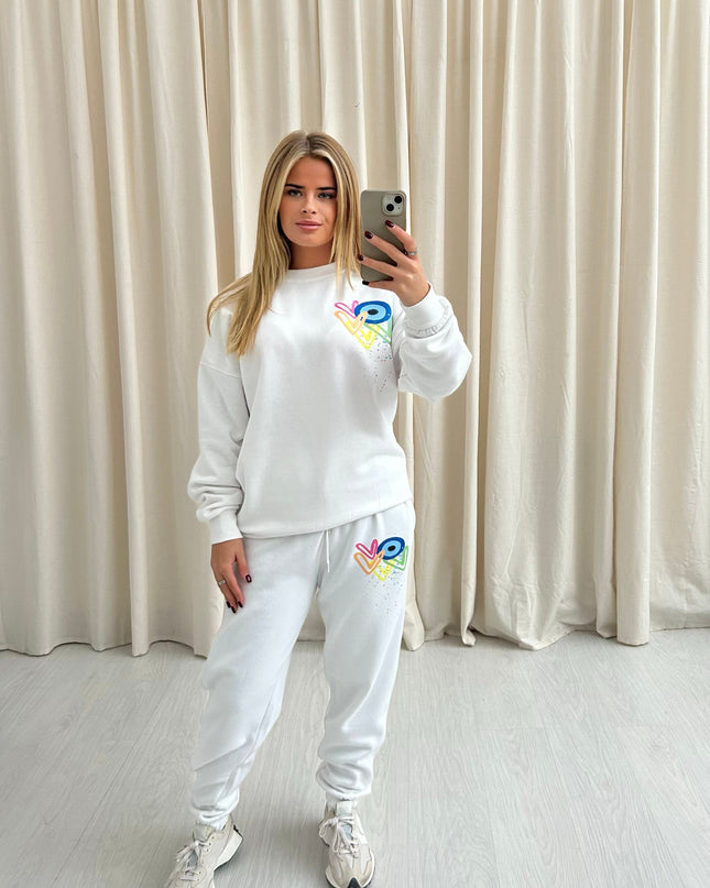 Neon Heart Evil Eye Printed Sweatshirt Tracksuit Adult