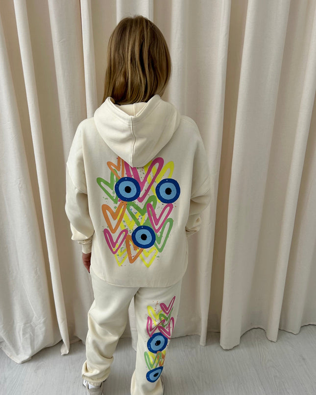 Neon Heart Evil Eye Printed Hooded Tracksuit Adult
