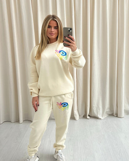 Neon Heart Evil Eye Printed Sweatshirt Tracksuit Adult