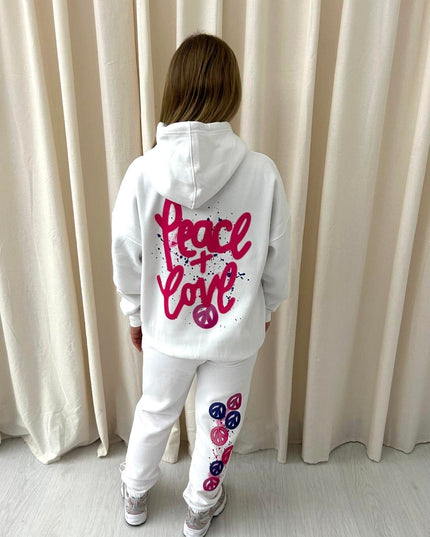 Peace & Love Printed Hooded Tracksuit Adult