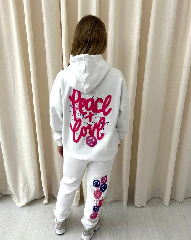 Peace & Love Printed Hooded Tracksuit Kids