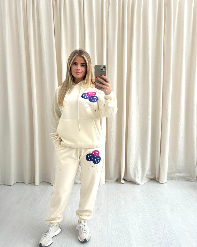Peace & Love Printed Hooded Tracksuit Kids