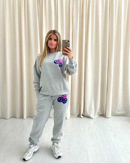 Peace & Love Printed Sweatshirt Tracksuit Kids