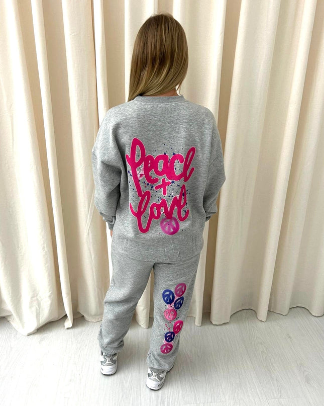 Peace & Love Printed Sweatshirt Tracksuit Kids