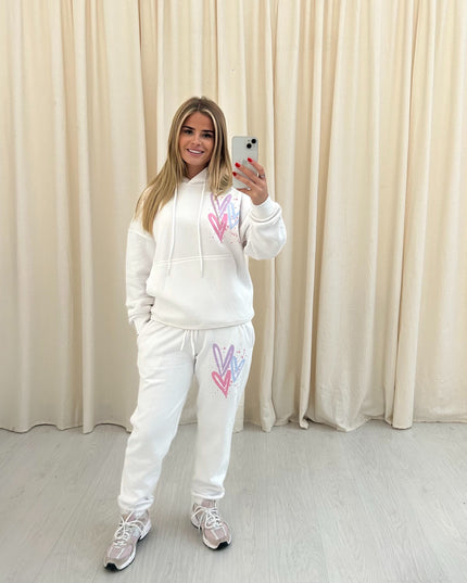 Miss Runway Pastel Heart Printed Hooded Tracksuit Kids