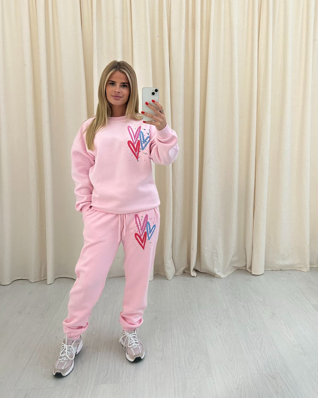 Miss Runway Multi Colour Heart Printed Sweatshirt Tracksuit Kids