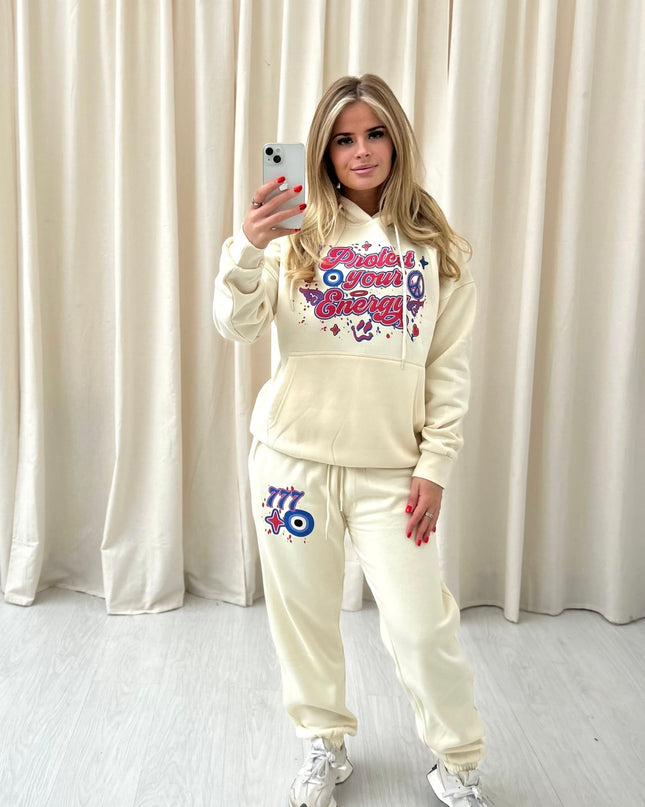 Blue/Red Protect Your Energy Printed Hooded Tracksuit Kids