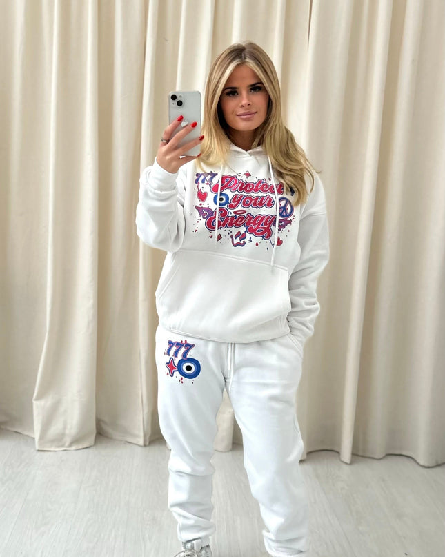 Blue/Red Protect Your Energy Printed Hooded Tracksuit Adult