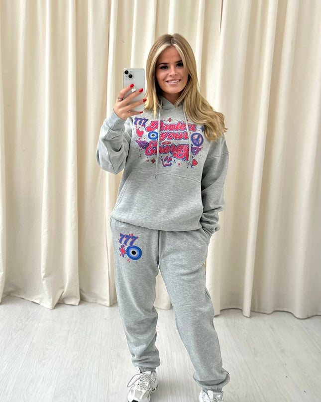 Blue/Red Protect Your Energy Printed Hooded Tracksuit Kids