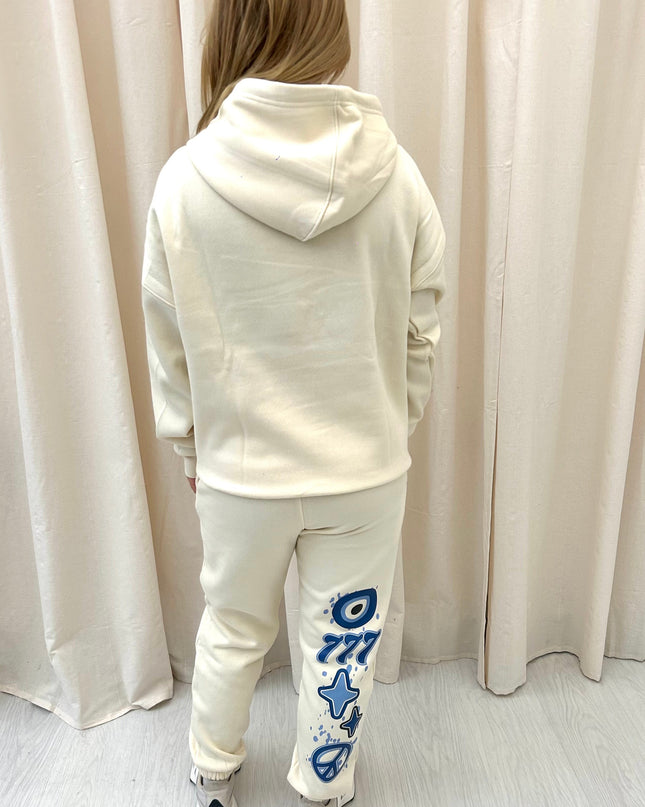 Blue Protect Your Energy Printed Hooded Tracksuit Kids