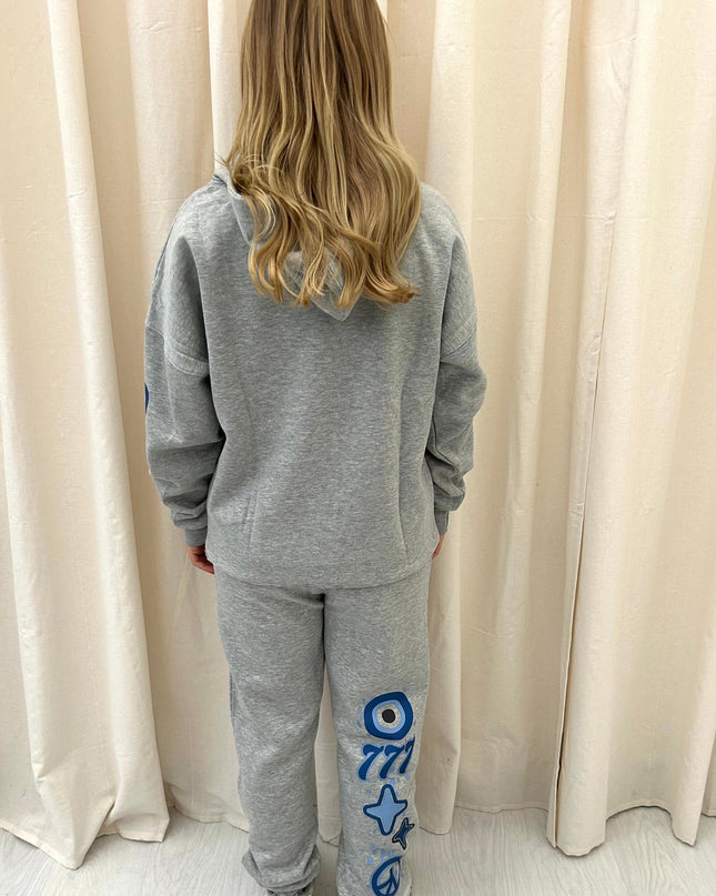 Blue Protect Your Energy Printed Hooded Tracksuit Kids